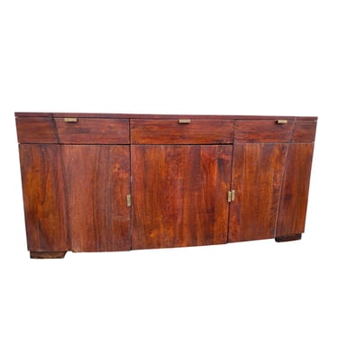 Art Deco Style Sideboard Made of Solid Wood in Mahogany Tone 67.5