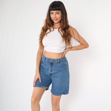 Vintage Bermuda Jean Shorts M 90s Denim Shorts Medium Wash Blue Denim Shorts High Waisted 1990s Size Medium 29/30 