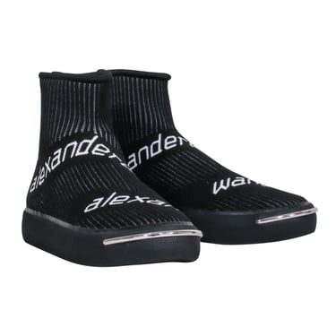 Alexander Wang - Black Ribbed Knit Sock Sneaker w/ Logo Sz 7.0