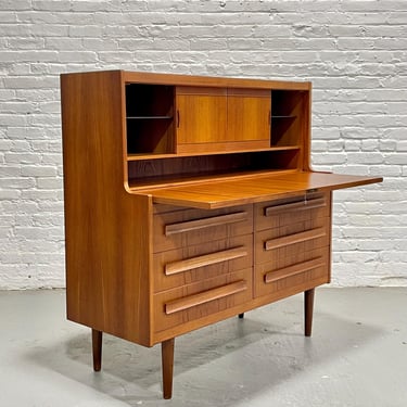 TEAK Mid Century MODERN Secretary DESK + Storage, Made in Denmark, c. 1960's 