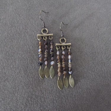 Agate and bronze chandelier earrings 222 