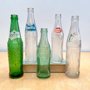 Antique Soda Pop Glass Bottle Collection, Early 1900s - Mid Century Beverage Bottles Found in Wisconsin, Coca-Cola Coke / Sprite / Fanta 