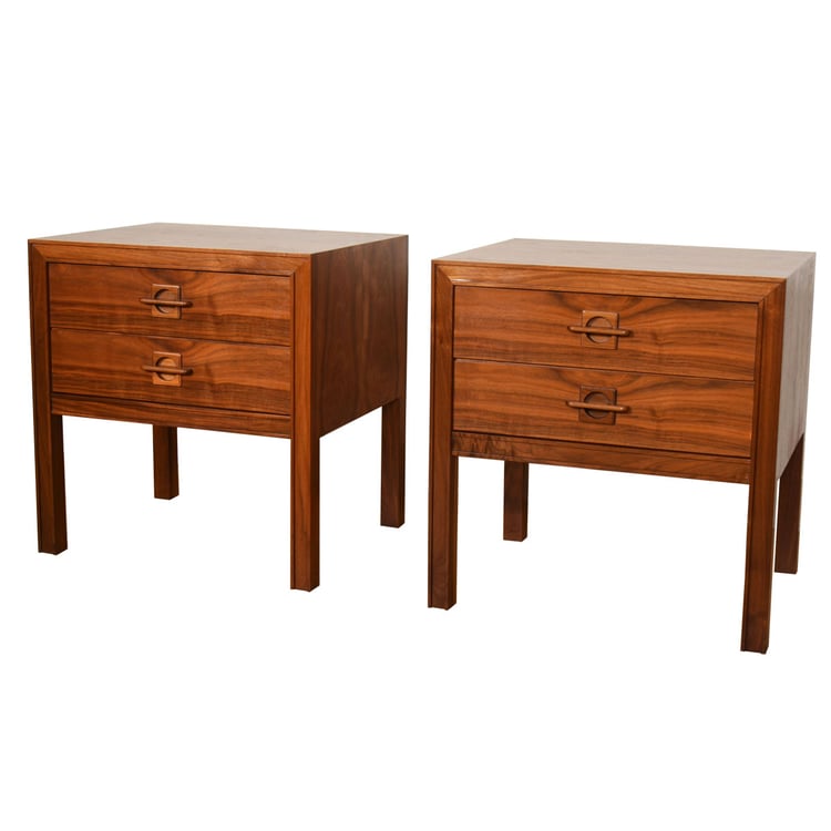 Sunshine in a Pair &#8212; Danish Walnut Nightstands | End Tables w. Finished Backsides