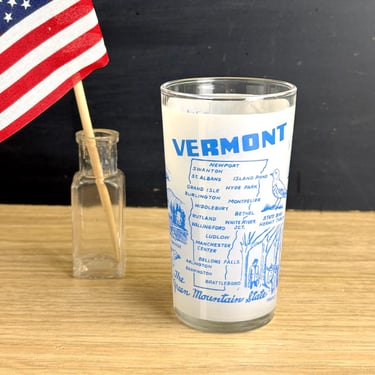 Vermont souvenir printed glass - 1960s vintage 