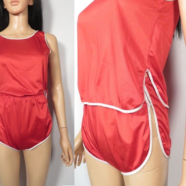 Vintage 70s Sporty Loungewear Pajama Set Made In USA Size S 