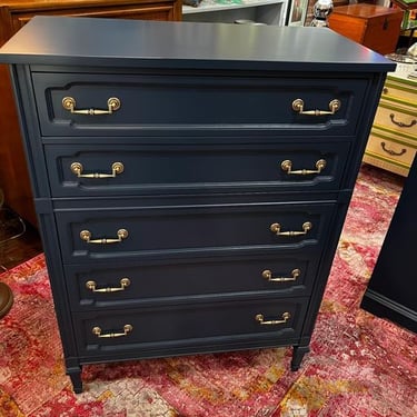 Blue painted 5 drawer chest 36” x 18” x 48.5” Call 202-232-8171 to purchase