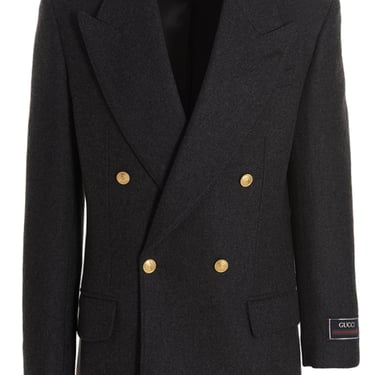 Gucci Men Cashmere Wool Double Breast Blazer Jacket