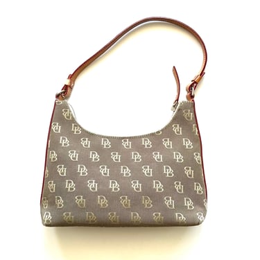 Vintage Dooney and Bourke D&B Logo Hobo Bag Purse Beige ShoulderTop Handle Bag 