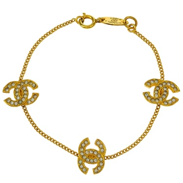Chanel CC Chain Bracelet Gold Rhinestone 4022/1982