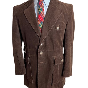 Vintage Corduroy NORFOLK Jacket ~ size 38 S ~ blazer / sport coat ~ Preppy / Ivy League / Trad ~ Belted Back 