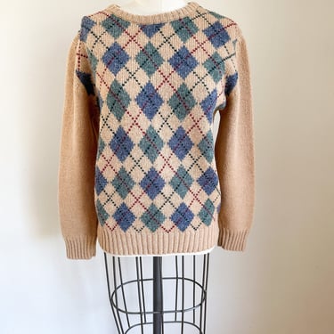 Vintage 1980s Wool Argyle Sweater / S-M 