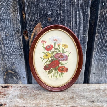 Victorian Floral Lithographs -- Floral Lithograph -- Vintage Floral Art -- Oval Floral Lithograph -- Victorian Art -- Loudon Flower Art 