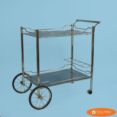 Vintage Small Brass Bar Cart