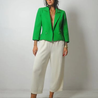 1970's French Kelly Green Cropped Blazer