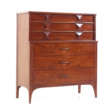 Kent Coffey Perspecta Mid Century Rosewood and Walnut Highboy Dresser - mcm 