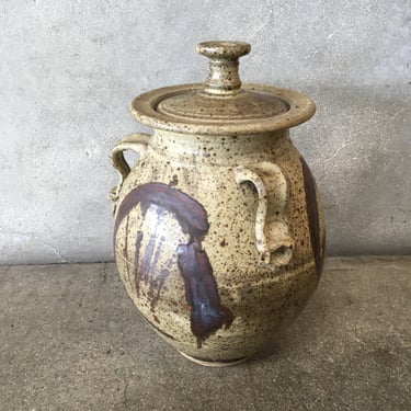 Large Hand Thrown Lidded Ceramic Vase