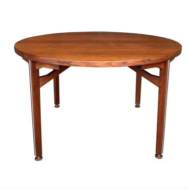 Mid Century Modern Jens Risom Walnut and Aluminum Dining Table