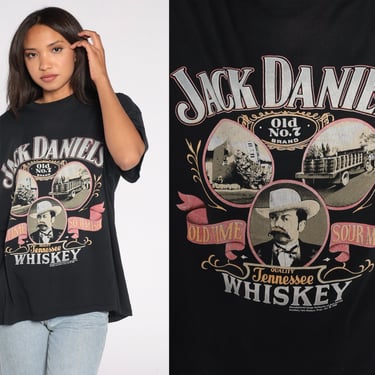 Vintage Jack Daniels Shirt Tennessee WHISKEY Tshirt 1989 Old No. 7 T Shirt Drinking Tshirt 80s Black Graphic Tee Extra Large xl 2xl 