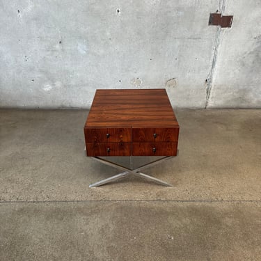 Rosewood and Chrome X Base Side Table USA c. 1960