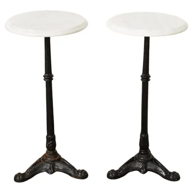 Pair of French Deco Marble Top Bistro Tables