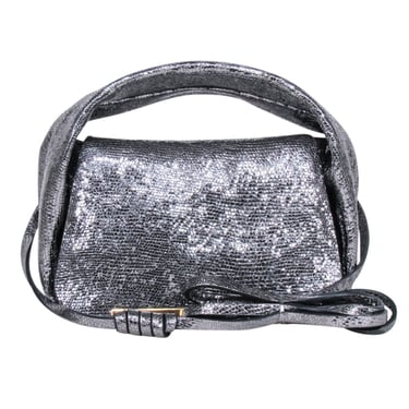 Demellier London - Silver Metallic Sheepskin Leather Mini Bag