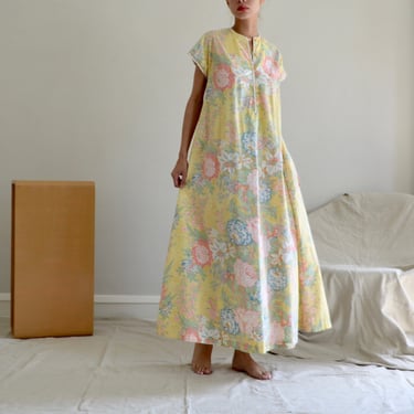 floral 70s cotton house dress with pockets 