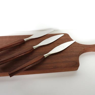 Danish Modern Fleetwood Designs Stainless Steel and Teak Wood Handle Replacement Knives 