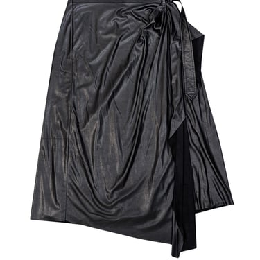 Ramy Brook - Black Faux Leather Wrap Skirt Sz 4