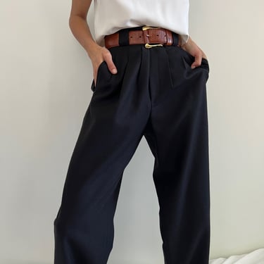 Vintage Sable Pure Merino Wool High Waisted Trousers