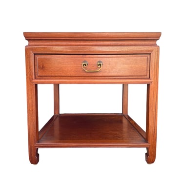 Chinoiserie End Table 22x22x22” High FREE SHIPPING - Rosewood & Brass Chinese Asian Style Nightstand or Side Table w/ Wood Ming Feet 