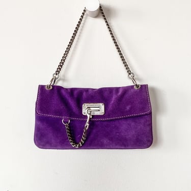 1990s Michael Kors Purple Suede Shoulder Bag