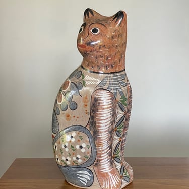 Vintage Mexican Pottery Tonala Cat 