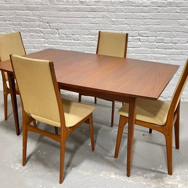 Mid Century Modern DINING SET - Expandable Walnut Table + 4 Teak High Back Chairs, c. 1960's 