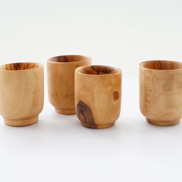 Set of 4 Olive Wood Cups 