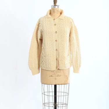 久遠　Fisherman collage knit/White Connery - Cable Knit Wool Pullover Sweater – Lost Horizons CA