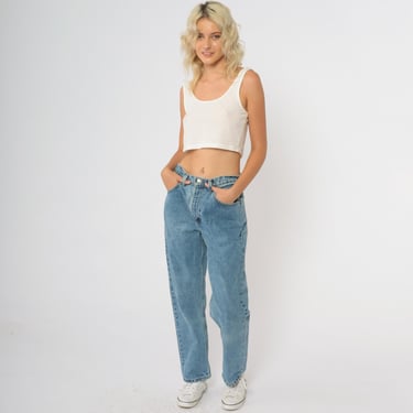 Y2K Polo Jeans Company High Waisted Mom Jeans Ralph Lauren Straight Leg Vintage 2000s Cotton Denim Flag Patch Size 10 x 29 Medium 28 