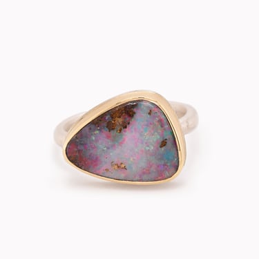 Asymmetrical Boulder Opal Statement Ring