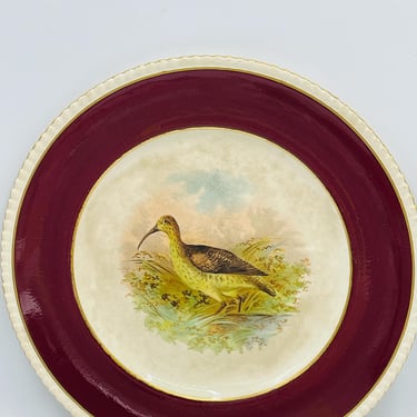 Vintage - Fondeville - Ambassador Ware - England - 10 inch - Red Plate - Game Bird- Free of Chips 