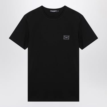 Dolce&Gabbana Black T-Shirt With Logo Plaque Men