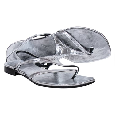 Zadig &amp; Voltaire - Metallic Silver Thong Sandals Sz 9