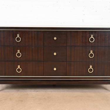 Ethan Allen Modern Regency Mahogany Nine-Drawer Dresser or Credenza