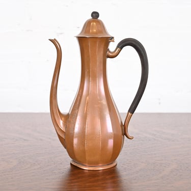 Tiffany & Co. New York Antique Arts & Crafts Copper Over Silver Tea Kettle or Coffee Pot, Circa 1910