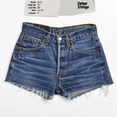 Vintage Levi's 501 Jean Shorts W27 Tag, 25 Waist, 1990s Made in France, 100% Cotton Denim, Button Fly Cut-offs 