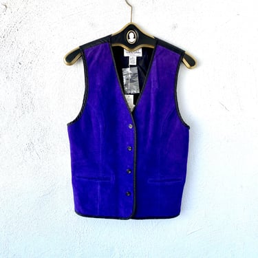 Vintage 80s 90s DVF Suede Vest Diane Von Furstenberg Leather Shirt Top 