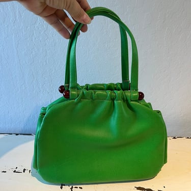 Basically Well Dressed - Vintage 1960s Shamrock Green Faux Leather Pouch Handbag Purse 