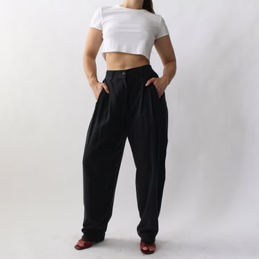 90s Charcoal Silk Trousers - W28+