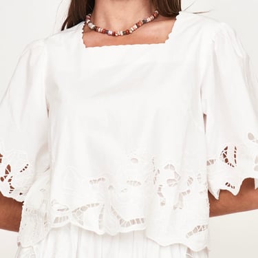 Provence Cutwork Top in White