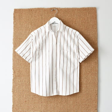 vintage striped cotton shirt, 80s short sleeve button up 