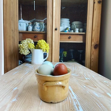 Beautiful rustic French Provençal deep yellow tureen without lid 