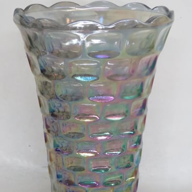 Federal Carnival Glass Yorktown Thumbprint Design Iridescent Vase 3711B